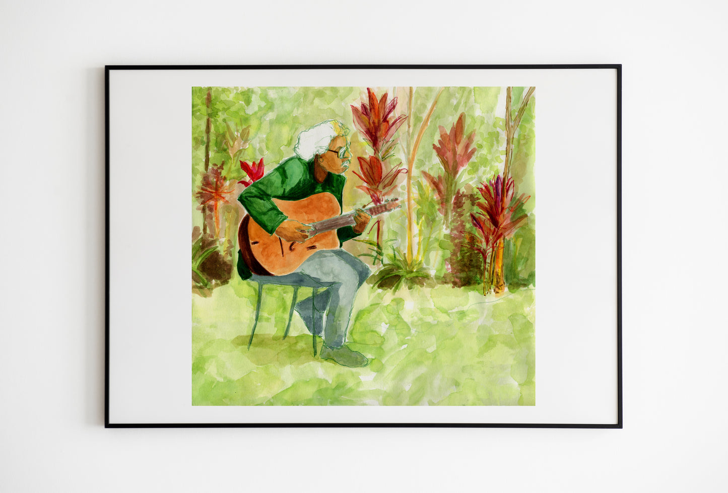 Man plays guitar whilst everybody talks
