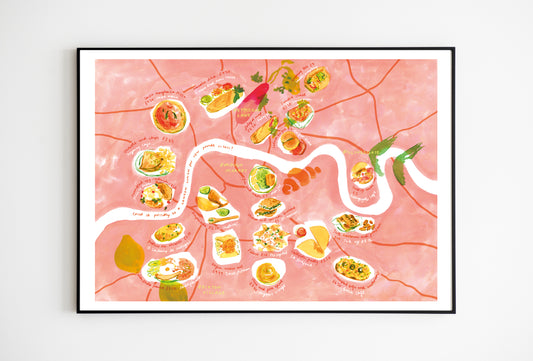 Map of London Lunches - Giclee Print